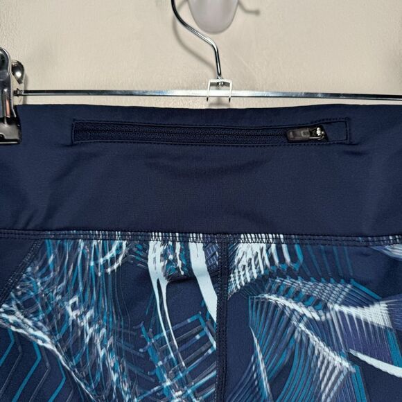 Nike Power Crop Racer Leggings Women Medium Blue Navy Wicking Dri-Fit Zip Pocket - Picture 3 of 9